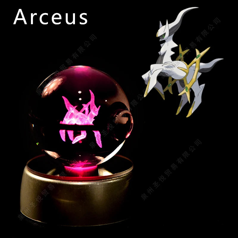 Pokemon Crystal Ball 3D Night Light - Pikachu LED Lamp with K9 Crystal Glass