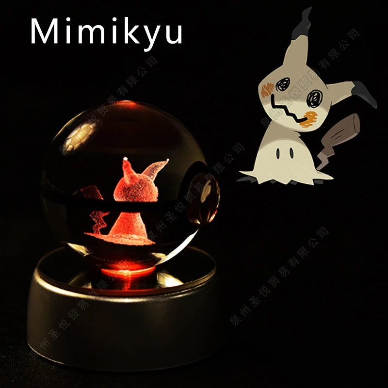 Pokemon Crystal Ball 3D Night Light - Pikachu LED Lamp with K9 Crystal Glass