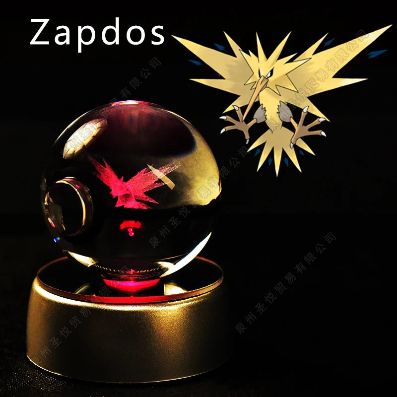 Pokemon Crystal Ball 3D Night Light - Pikachu LED Lamp with K9 Crystal Glass