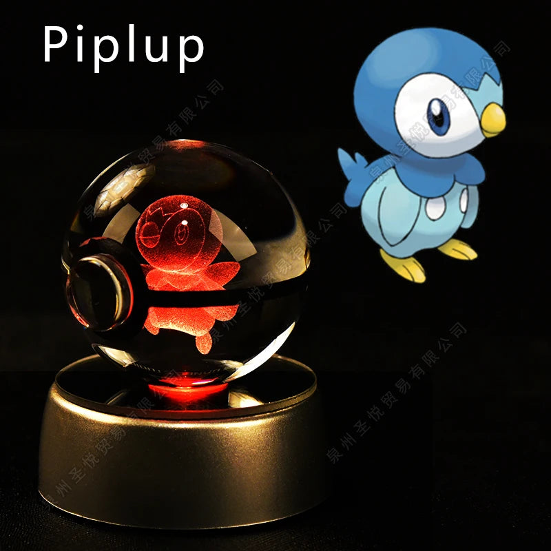 Pokemon Crystal Ball 3D Night Light - Pikachu LED Lamp with K9 Crystal Glass