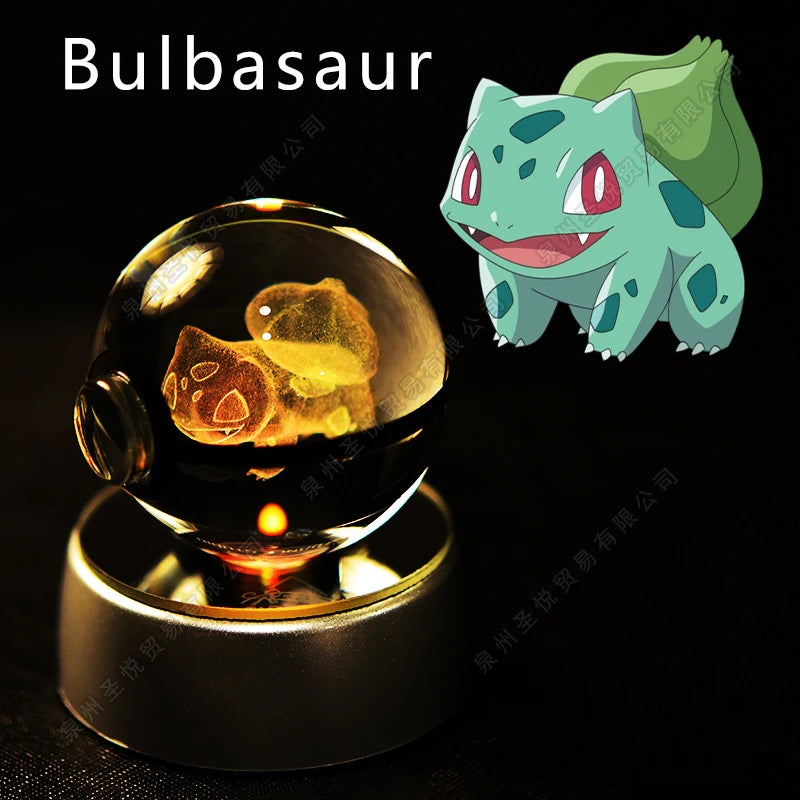 Pokemon Crystal Ball 3D Night Light - Pikachu LED Lamp with K9 Crystal Glass