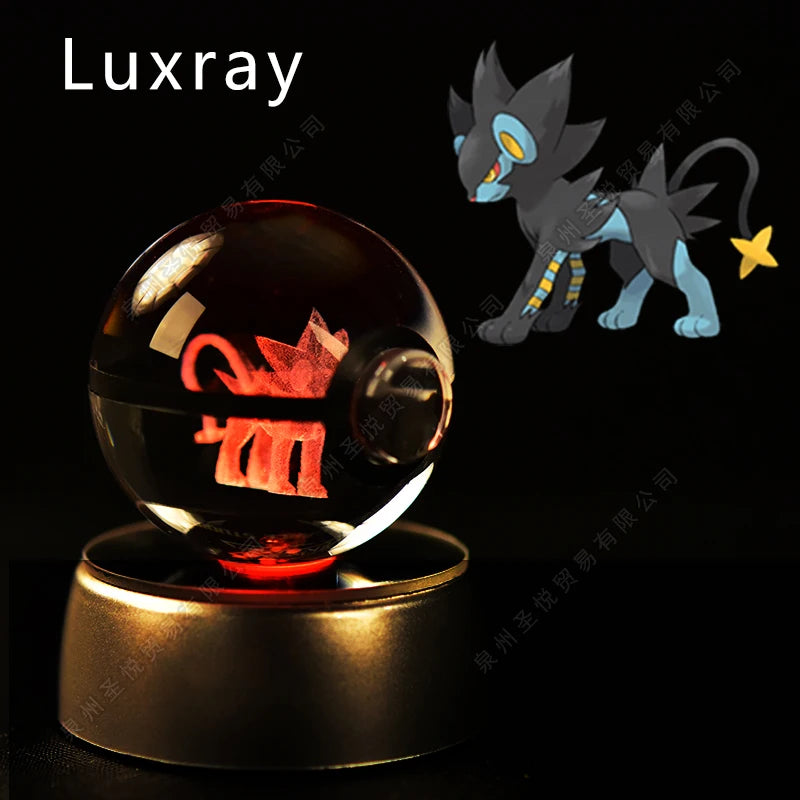 Pokemon Crystal Ball 3D Night Light - Pikachu LED Lamp with K9 Crystal Glass