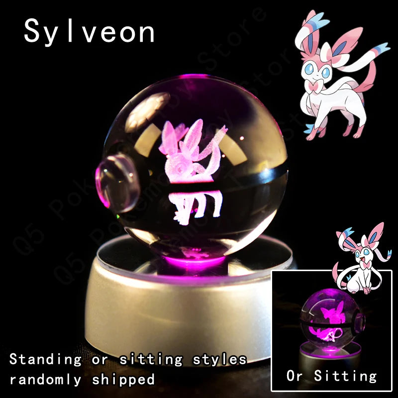 Pokemon Crystal Ball 3D Night Light - Pikachu LED Lamp with K9 Crystal Glass