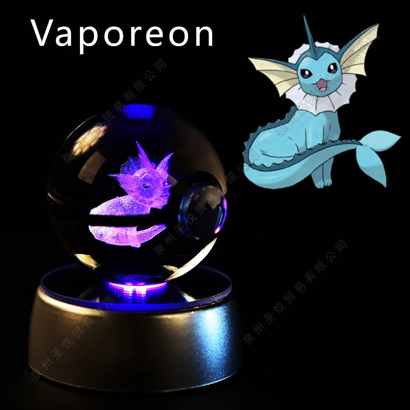 Pokemon Crystal Ball 3D Night Light - Pikachu LED Lamp with K9 Crystal Glass