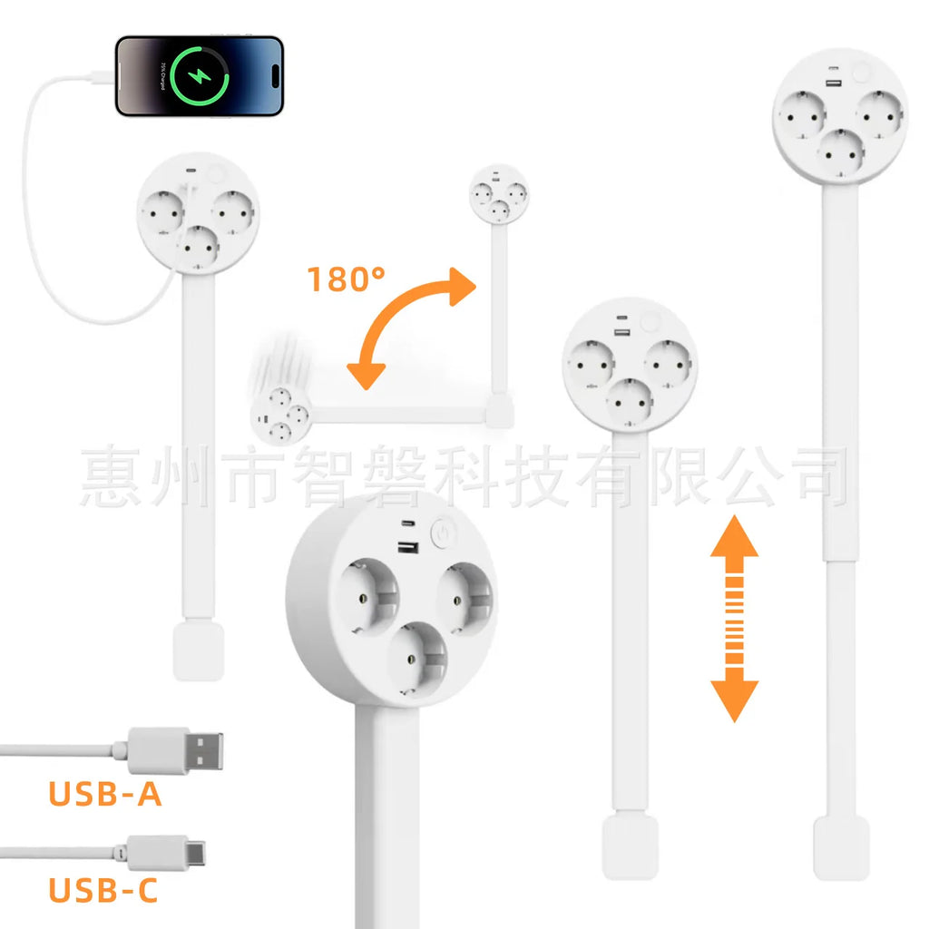 180° Rotating Wall Plug Extender | Compact Multi-Outlet Power Hub