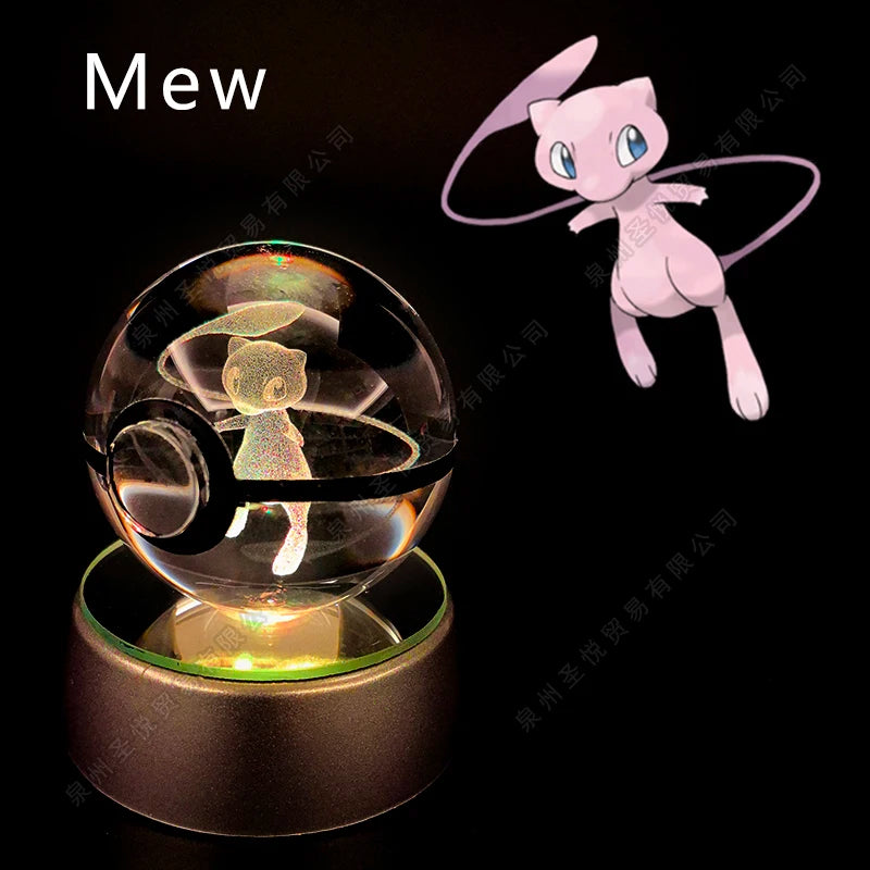 Pokemon Crystal Ball 3D Night Light - Pikachu LED Lamp with K9 Crystal Glass
