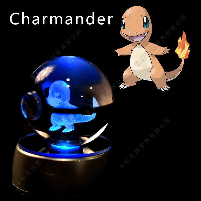 Pokemon Crystal Ball 3D Night Light - Pikachu LED Lamp with K9 Crystal Glass