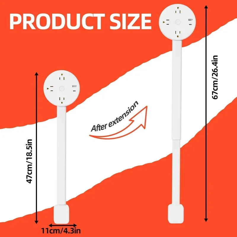 180° Rotating Wall Plug Extender | Compact Multi-Outlet Power Hub