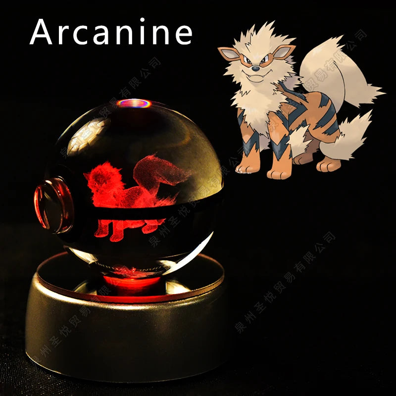Pokemon Crystal Ball 3D Night Light - Pikachu LED Lamp with K9 Crystal Glass