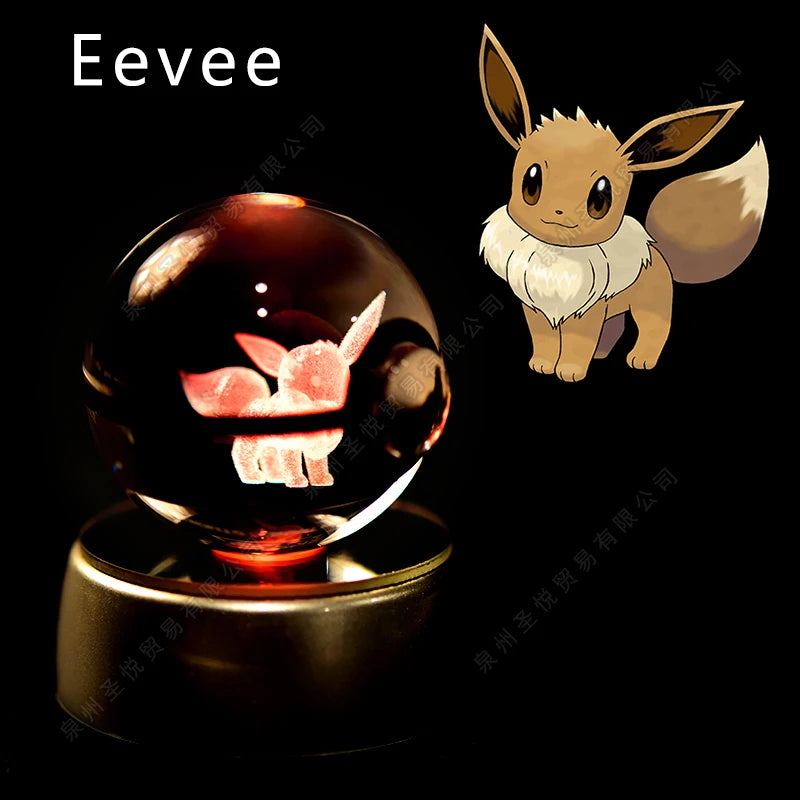 Pokemon Crystal Ball 3D Night Light - Pikachu LED Lamp with K9 Crystal Glass