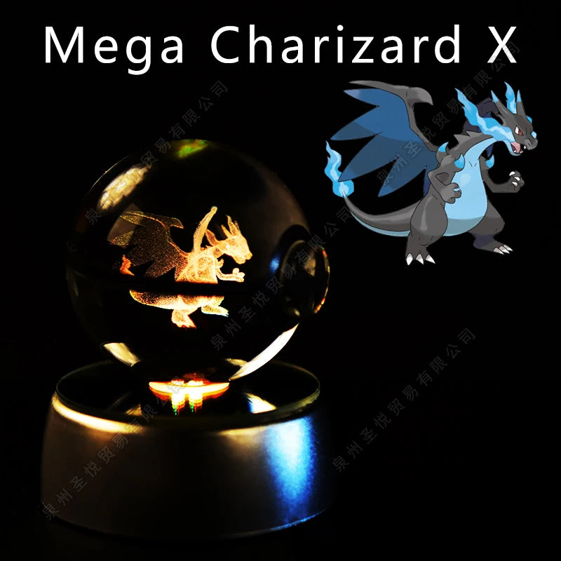 Pokemon Crystal Ball 3D Night Light - Pikachu LED Lamp with K9 Crystal Glass