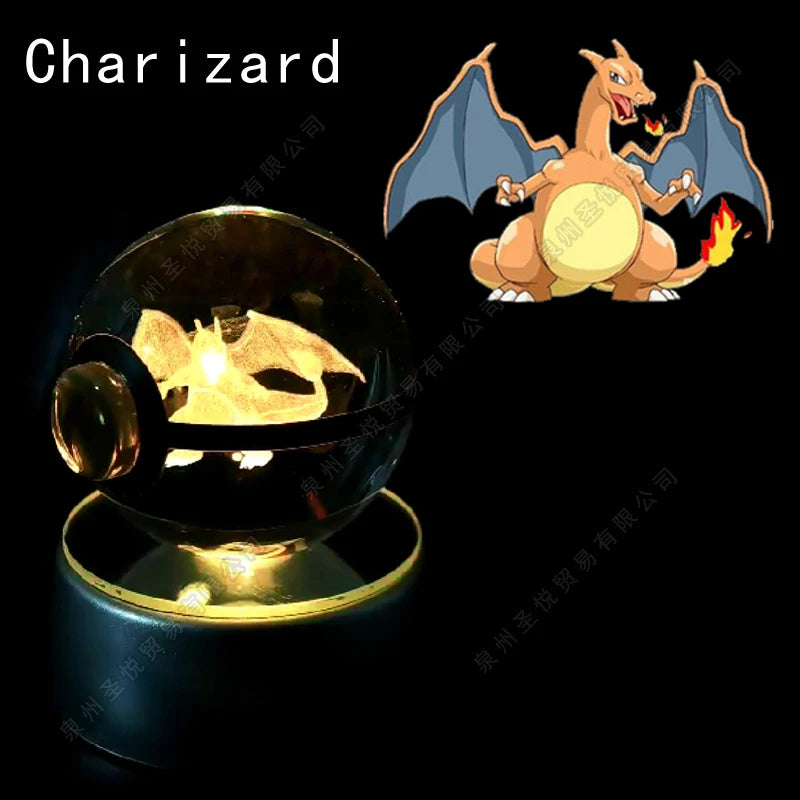 Pokemon Crystal Ball 3D Night Light - Pikachu LED Lamp with K9 Crystal Glass