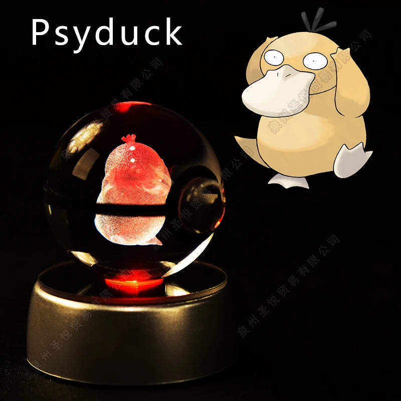 Pokemon Crystal Ball 3D Night Light - Pikachu LED Lamp with K9 Crystal Glass