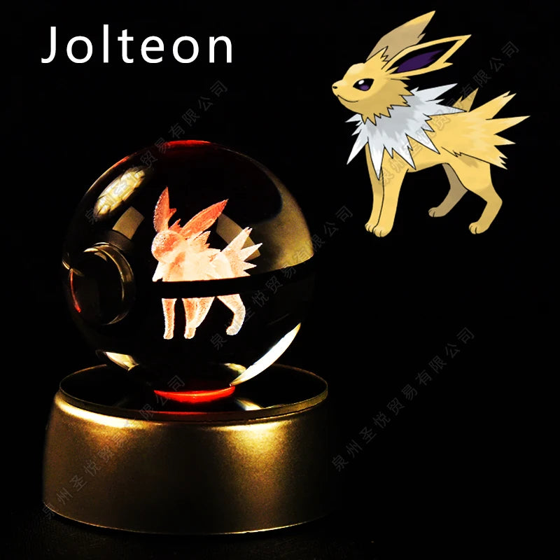 Pokemon Crystal Ball 3D Night Light - Pikachu LED Lamp with K9 Crystal Glass