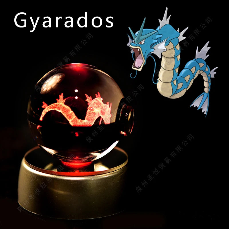 Pokemon Crystal Ball 3D Night Light - Pikachu LED Lamp with K9 Crystal Glass