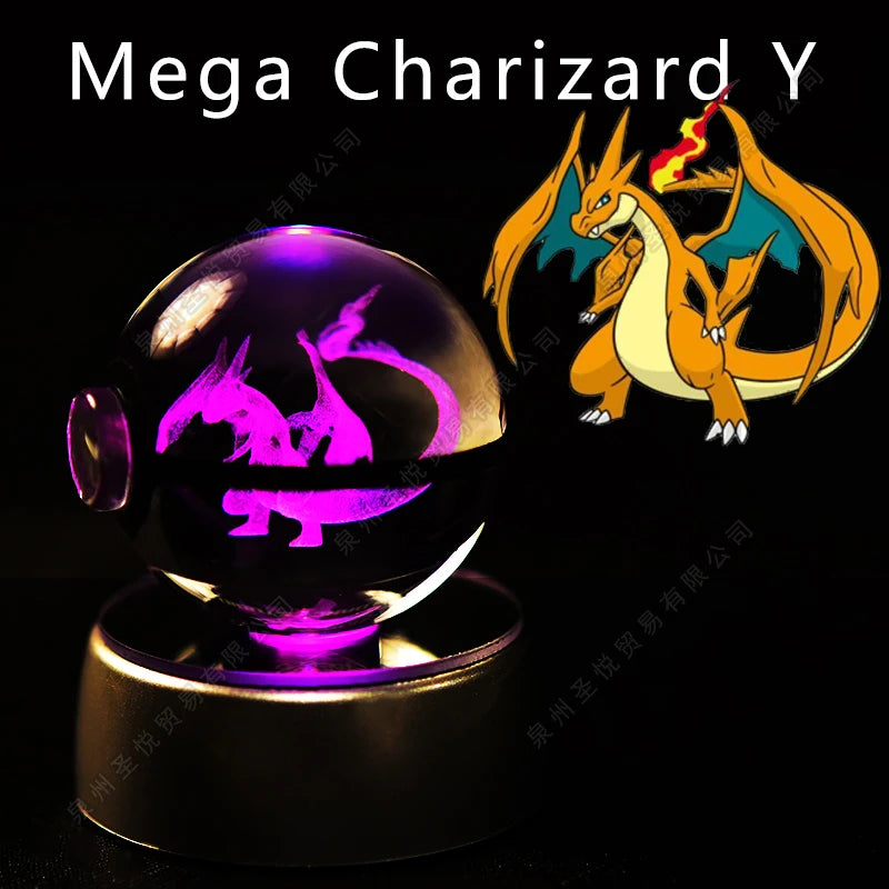Pokemon Crystal Ball 3D Night Light - Pikachu LED Lamp with K9 Crystal Glass