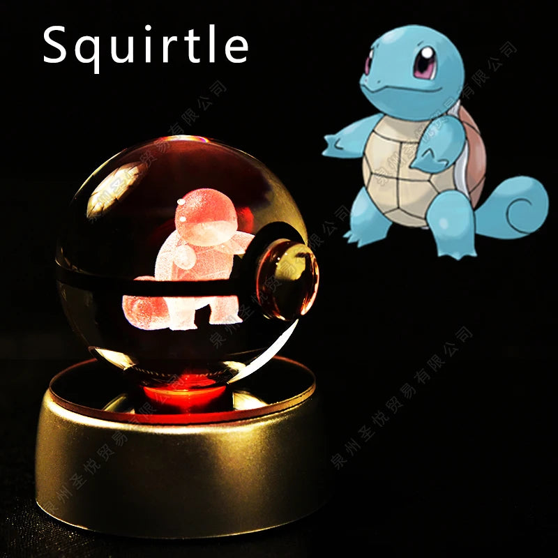 Pokemon Crystal Ball 3D Night Light - Pikachu LED Lamp with K9 Crystal Glass